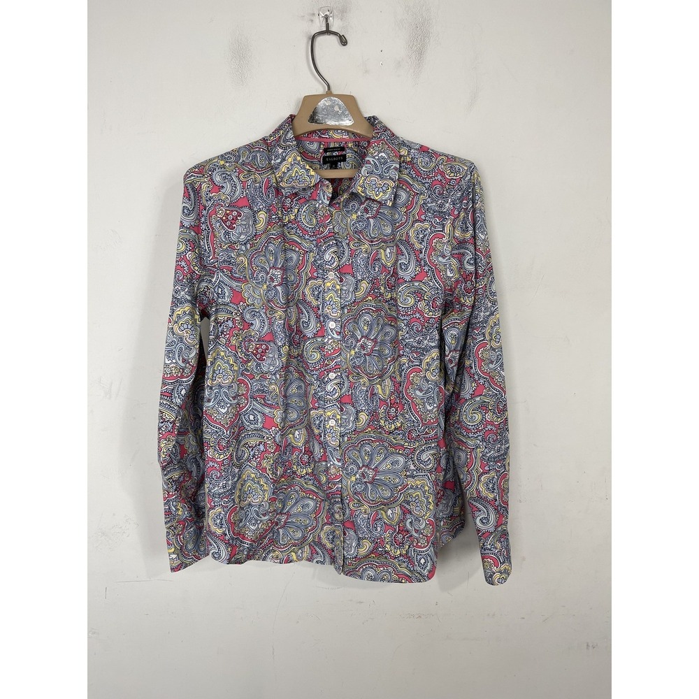 Talbots Womens‎ Shirt 16 Colorful Twee Paisley Fairy Wrinkle Resistant Button Up